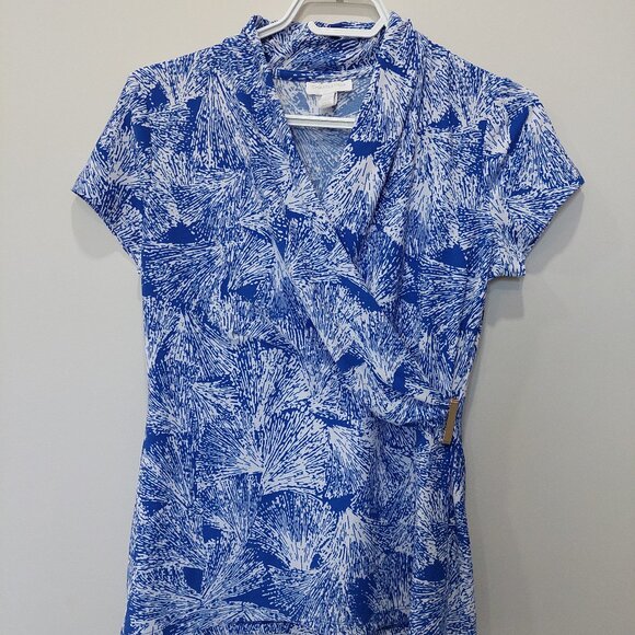 Charter Club Tile-Print Crossover Wrap Stretchy Top from Macy's, Size XS - Picture 1 of 7